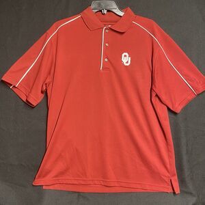 OU PGA Golf Shirt Large Red Grey 3 Buttons